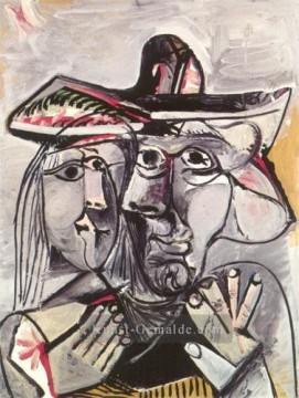 Büste des Mannes au chapeau et tete Frau 1971 Kubismus Pablo Picasso Ölgemälde